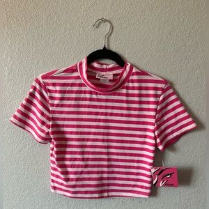 Bad Girl crop top - Pink and white NWT